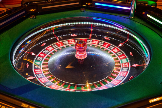 Roulette Wheel Close-Up in Casino Motion Blur