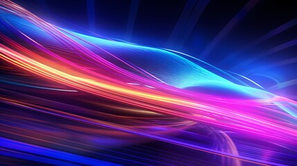 Neon threads intertwining in a symphony of speed, portraying a vivid data connection speed lines technology abstract background.