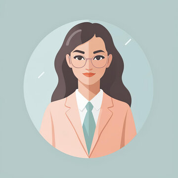 Confident Female Business Owner - Minimalist flat icon of a confident female entrepreneur or business owner in soft pastel colors Gen AI