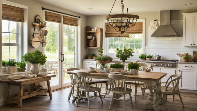 a photo showcasing your farmhouse kitchen table as the heart of your home highlight the warmth, comfort, and togetherness that the table brings to your family