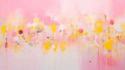 Playful splashes of lemon yellow and bubblegum pink, creating a whimsical and vibrant abstract world.
