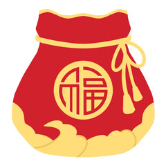 Illustration PNG of Chinese Money Bag, Perfect for Decoration and Greeting Card of Chinese New Year  