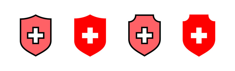 Fototapeta premium Health insurance icon set illustration. Insurance document sign and symbol