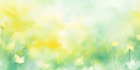 Abstract Green and Yellow Watercolor Background
