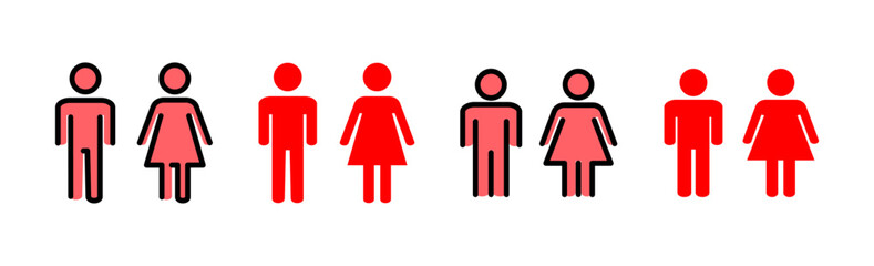 Man and woman icon set illustration. male and female sign and symbol. Girls and boys
