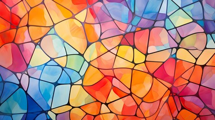 Radiant Delaunay Voronoi cells dance in harmony, enveloping an HD canvas in a symphony of abstract colors and intricate geometry.