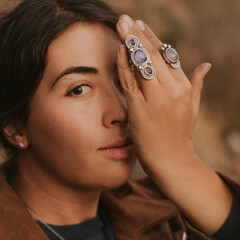 Silver Handmade Jewelry pieces with model 