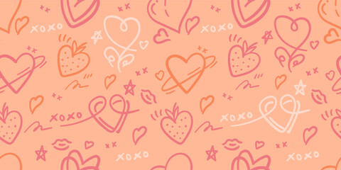 love seamless pattern background with doodle hand drawn shape