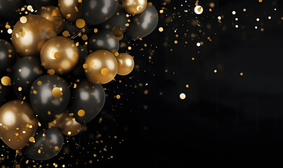 Obraz na płótnie Canvas Happy New Year background with golden and black balloons