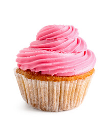 Tasty cupcake on white background