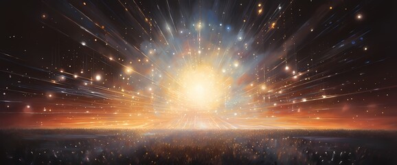 Radiant orbs of glittering lights forming a celestial ballet in a mesmerizing abstract backdrop