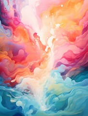 Fototapeta na wymiar Radiant waves of color cascade in a 3D liquid ballet, creating a stunning display of fluid motion and vibrant splashes against a captivating abstract backdrop