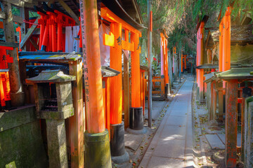 Fushimi Inari-taisha in Kyoo, Japan, built in 1499, it's the icon of a path lined with thousands of torii gates