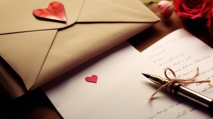 Close-up of a handwritten love letter