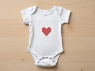 Newborn Infant Short Sleeve Romper or Bodysuit with red heart