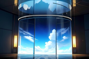幻想世界　宇宙エレベーター背景素材風イラスト