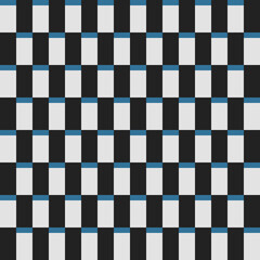 Obraz premium White rectangles with blue tops pattern on dark gray background