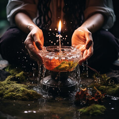 Water Purification Ritual in the Woods
