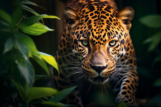 Generative AI Image of Jaguar Wildlife Animal in Amazon Rainforest