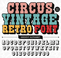  Black and white Circus vintage retro bold Font template