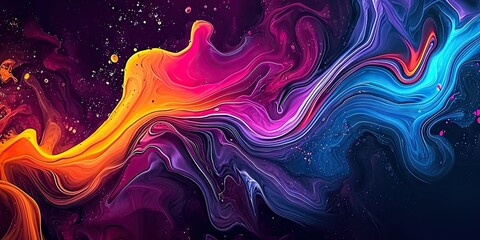 Abstract chromatic symphony. Captivating painting unleashes kaleidoscope of colors merging water ink techniques to form vibrant and dynamic composition perfect for bold decorative statements