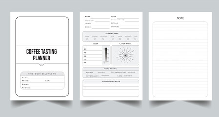 Editable Coffee Tasting Planner Kdp Interior printable template Design.