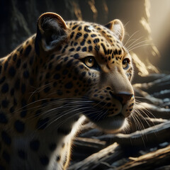 Fototapeta premium Leopard's Gaze in A Moment in the Wild