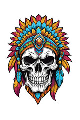 Skull with headdress Illustration for design