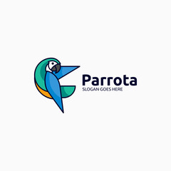 Vector Logo Illustration Parrot Simple Mascot Style