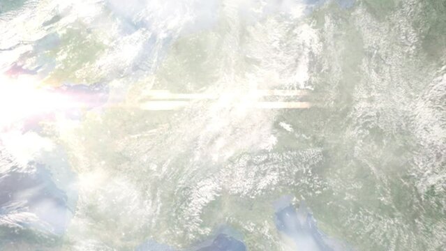 Zoom in from space and focus on Eppingen, Germany. 3D Animation. Background for travel intro. Elements of this image furnished by NASA.