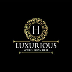 luxury logo design letter h gold, royal brand, monogram luxury logo