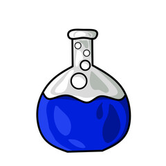 Vector laboratory glassware icon, on white background. Laboratory beaker tubes and flasks containing colored liquid illustration. Suitable for chemical test collection