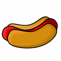 Hotdog Food. Vector isolated flat fast food illustration. Suitable for posters, menus, brochures, web and fast food icons.