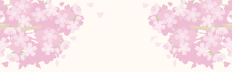 バナー　春　さくら　桜　花　フレーム　背景　コピースペース　イラスト素材