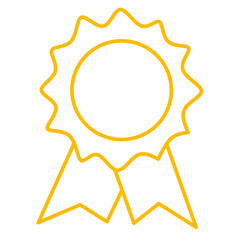 vector icon of badge with ribbon, on white background