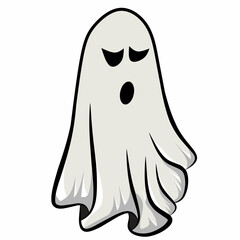 Cute halloween ghost illustration design, flat halloween ghost elements collection template vector, on white background