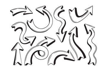 Hand Drawn Doodle Arrow Illustration Set