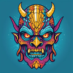 Devil mask illustration for tattoo sticker t shirt design print
