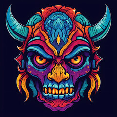 Devil mask illustration for tattoo sticker t shirt design print