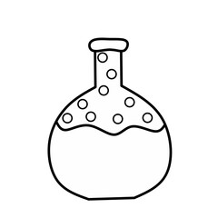 chemical bottle doodle icon, on white background. Suitable for education and education concept. Line symbol vector illustration