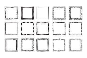 Square Frames Hand Drawn Illustration Set