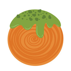 Matcha Cromboloni Pastry Icon Animated Cartoon Food Bakery Vector Illustration