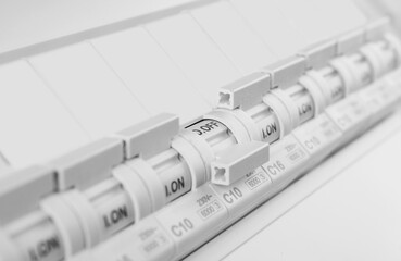 Automatic circuit breakers, isolated on a white background