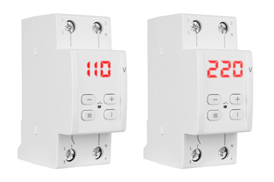 Automatic circuit breakers relay, on a white