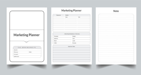 Editable Marketing Planner Kdp Interior printable template Design.