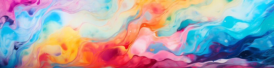 HD close-up unveils a harmonious dance of vivid colors on a textured marble canvas, creating an...
