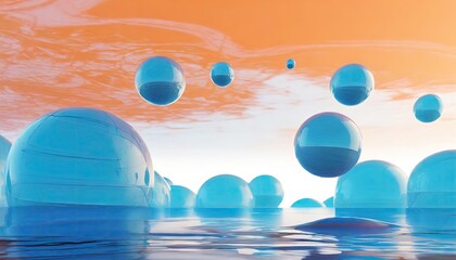 Fototapeta na wymiar The blue spheres circle an abstract background.