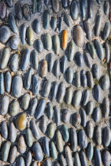 Rustic Pebble Mosaic Pavement Texture, Close-Up View
