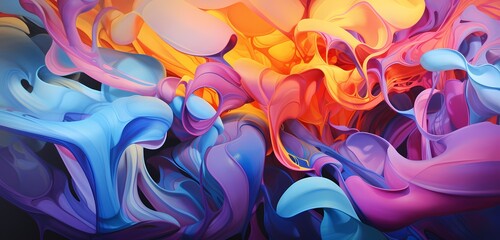 Liquid ribbons of intense color weaving through an abstract space, forming a visually stunning and vibrant composition of fluid beauty