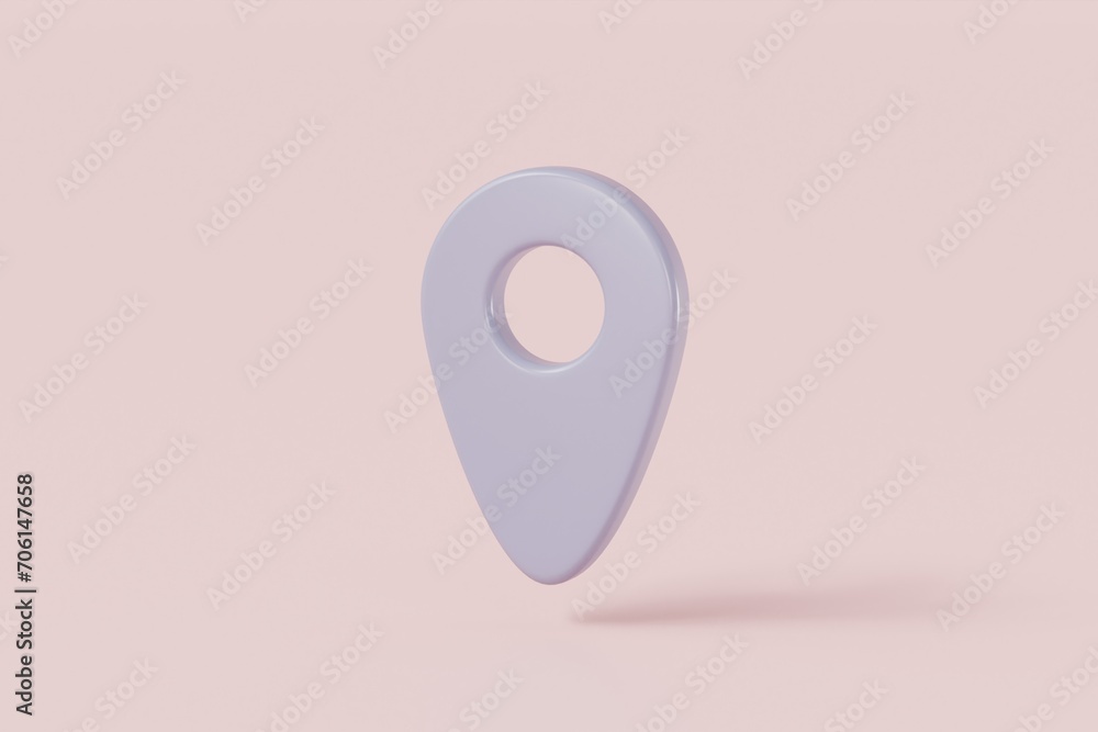 Aufkleber 3d realistic location purple map pin gaps pointer, map markers for destination. minimal cartoon icon